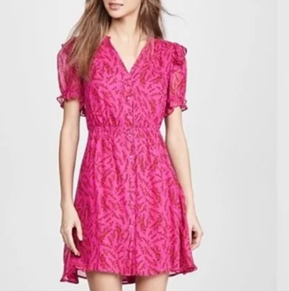 ba&sh Fuchsia Pink V-Neck Midi Dress